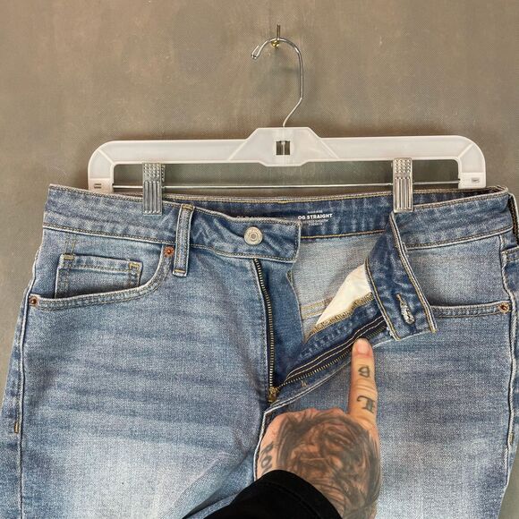 Old Navy Women’s Shorts Size 10 Blue High-Rise OG Straight Zip Fly with Button - Picture 2 of 6